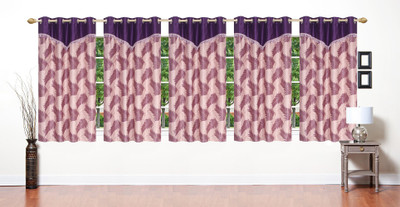 

Stella Creations 154 cm (5 ft) Polyester Window Curtain (Pack Of 5)(Printed, Blue)