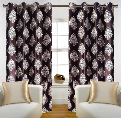

Home Candy 274 cm (9 ft) Polyester Long Door Curtain (Pack Of 2)(Striped, Brown)