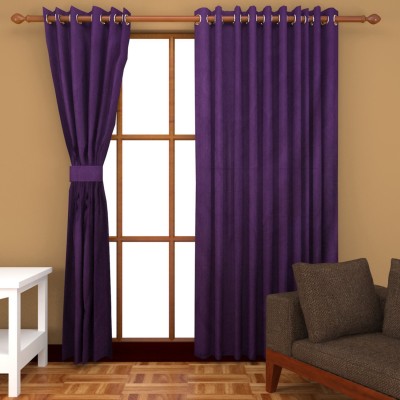Panipat Textile Hub 213 cm (7 ft) Polyester Door Curtain (Pack Of 2)(Solid, Purple)