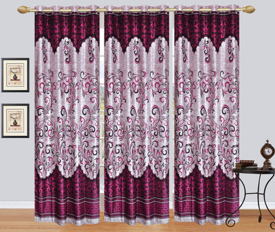 

Excel Bazaar 214 cm (7 ft) Polyester Door Curtain (Pack Of 3)(Floral, Lavender)