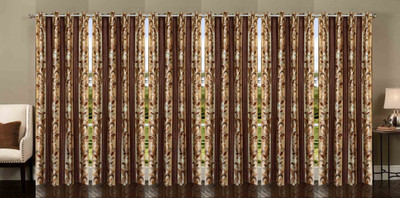 Stella Creations 214 cm (7 ft) Polyester Room Darkening Door Curtain (Pack Of 6)(Printed, Brown)