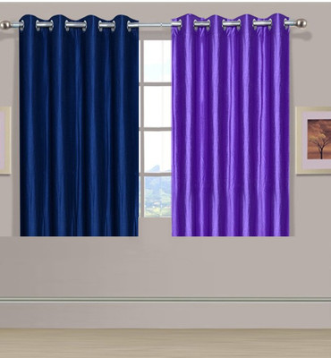 

ExpressionsHome 152 cm (5 ft) Polyester Window Curtain (Pack Of 2)(Solid, Blue, Purple)