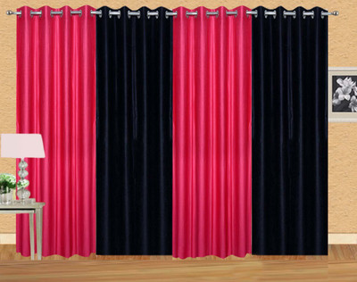 

Ville Style 214 cm (7 ft) Polyester Door Curtain (Pack Of 4)(Solid, Pink, Black), Black;pink