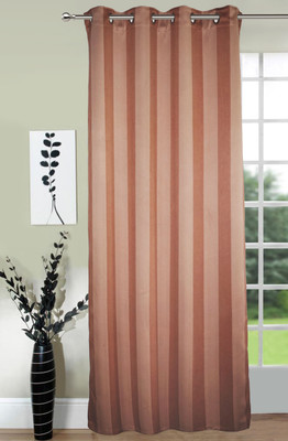 Lushomes 230 cm (8 ft) Polyester Door Curtain Single Curtain(Striped, Light Brown)