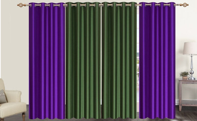 

Furnishing Zone 274 cm (9 ft) Polyester Long Door Curtain (Pack Of 4)(Plain, Purple, Green), Green;purple
