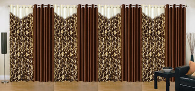 

Ville Style 275 cm (9 ft) Polyester Long Door Curtain (Pack Of 8)(Abstract, Brown)