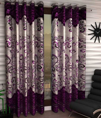

Italian Fab 213 cm (7 ft) Polyester Door Curtain (Pack Of 4)(Floral, Purple)