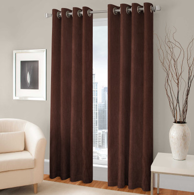 

Optimistic Home Furnishing 213 cm (7 ft) Polyester Door Curtain (Pack Of 2)(Solid, Brown)