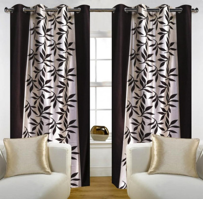 

Home Candy 212 cm (7 ft) Polyester Door Curtain (Pack Of 2)(Printed, Brown)