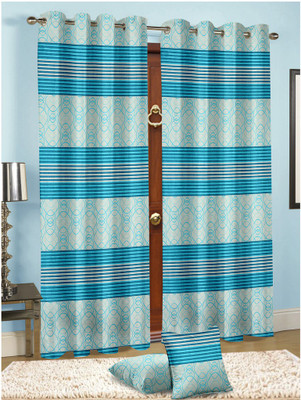 

Cortina 270 cm (9 ft) Jacquard Long Door Curtain Single Curtain(Striped, Multicolor)