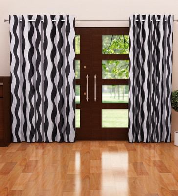 

Home Candy 212 cm (7 ft) Polyester Door Curtain (Pack Of 2)(Motif, Black, White)