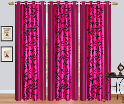 

Excel Bazaar 214 cm (7 ft) Polyester Door Curtain (Pack Of 3)(Floral, Pink)