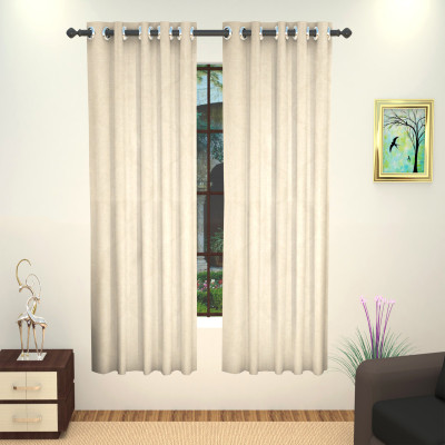 

Lushomes 152 cm (5 ft) Polyester Window Curtain Single Curtain(Self Design, Cream)
