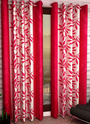 

Italian Fab 274 cm (9 ft) Polyester Long Door Curtain (Pack Of 4)(Floral, Pink)