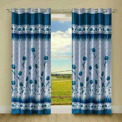 

Italian Fab 213 cm (7 ft) Polyester Door Curtain (Pack Of 4)(Floral, Blue)