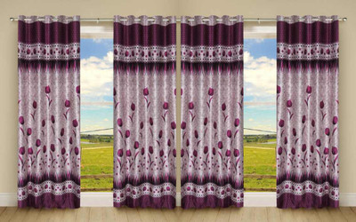 

Shiv Shankar Handloom 274 cm (9 ft) Polyester Long Door Curtain (Pack Of 4)(Floral, Purple)