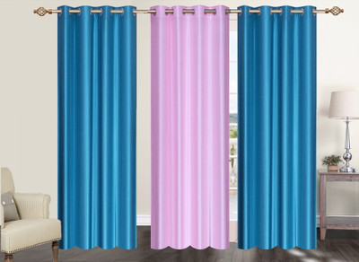 

Furnishing Zone 274 cm (9 ft) Polyester Long Door Curtain (Pack Of 3)(Plain, Pink)