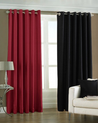 Homefab India 152.5 cm (5 ft) Window Polyester Semi Transparent Curtain (Pack Of 2)(Multicolor, Solid)