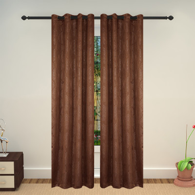 

Lushomes 228 cm (7 ft) Polyester Door Curtain Single Curtain(Self Design, Brown)