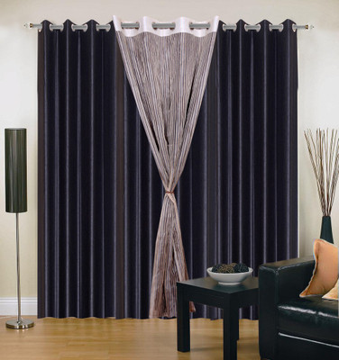 

Livingcreation 213 cm (7 ft) Polyester Door Curtain (Pack Of 4)(Plain, Black, White)