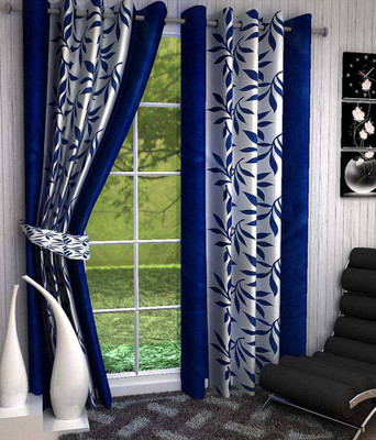 

Homedecorhd 210 cm (7 ft) Polyester Door Curtain (Pack Of 2)(Floral, Blue)