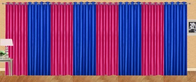 Stella Creations 152 cm (5 ft) Polyester Room Darkening Window Curtain (Pack Of 8)(Solid, Pink, Blue)