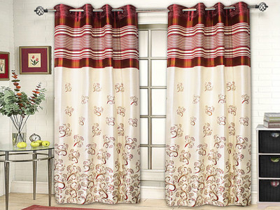 

STRINGS 213 cm (7 ft) Jacquard Window & Door Curtain (Pack Of 2)(Floral, Multicolor)