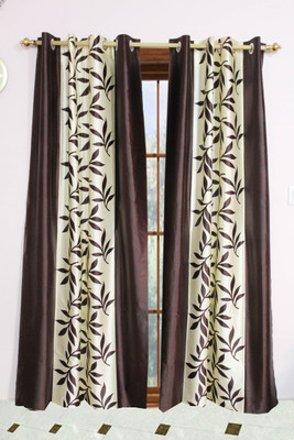 

Metro Living 154 cm (5 ft) Polyester Window Curtain (Pack Of 2)(Printed, Brown)
