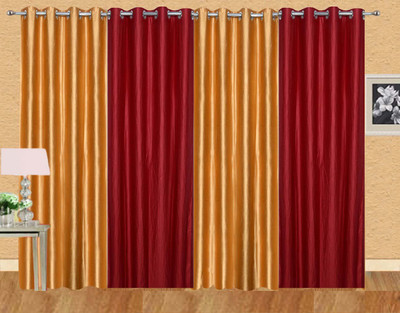 

Ville Style 275 cm (9 ft) Polyester Long Door Curtain (Pack Of 4)(Solid, Gold, Maroon)