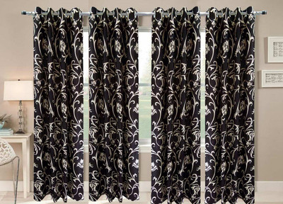 

Stella Creations 212 cm (7 ft) Polyester Door Curtain (Pack Of 4)(Floral, Brown)