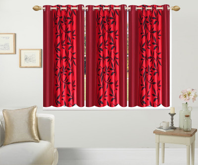 

Excel Bazaar 153 cm (5 ft) Polyester Window Curtain (Pack Of 3)(Floral, Maroon)