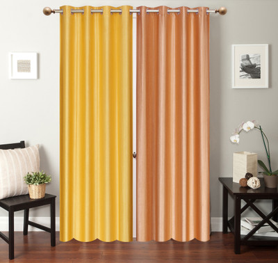 

Furnishing Zone 274 cm (9 ft) Polyester Long Door Curtain (Pack Of 2)(Plain, Yellow, Beige), Beige;yellow