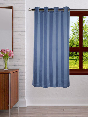 

Lushomes 150 cm (5 ft) Polyester Window Curtain Single Curtain(Striped, Blue)