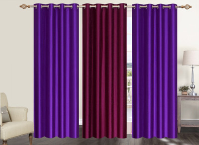 

Furnishing Zone 213 cm (7 ft) Polyester Door Curtain (Pack Of 3)(Plain, Purple, Maroon), Maroon;purple