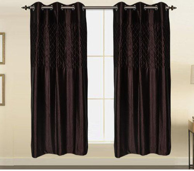 

Threadmx 152 cm (5 ft) Polyester Window Curtain (Pack Of 2)(Solid, Brown)