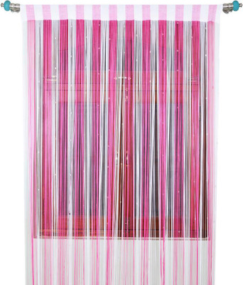 

Export Hub 275 cm (9 ft) Polyester Long Door Curtain Single Curtain(Self Design, Pink, White)