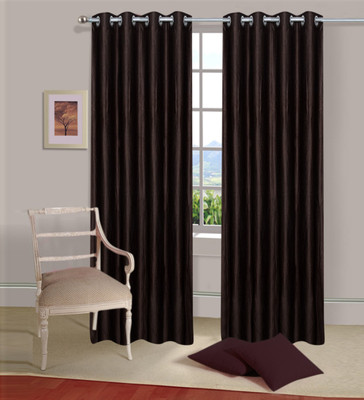 

Excel Bazaar 212 cm (7 ft) Polycotton Door Curtain (Pack Of 2)(Plain, Brown)