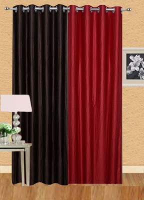 Stella Creations 275 cm (9 ft) Polyester Room Darkening Long Door Curtain (Pack Of 2)(Solid, Brown, Maroon)