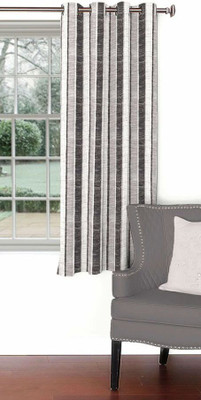 

Skipper 153 cm (5 ft) Blends Window Curtain Single Curtain(Striped, Grey)