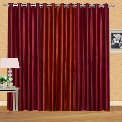 

Ville Style 275 cm (9 ft) Polyester Long Door Curtain (Pack Of 3)(Solid, Maroon, Red)