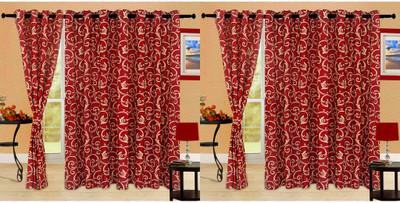 

Cortina 210 cm (7 ft) Polyester Door Curtain (Pack Of 4)(Floral, Maroon)