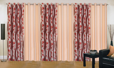 

Stella Creations 274 cm (9 ft) Polyester Long Door Curtain (Pack Of 6)(Printed, Maroon, Beige), Beige;maroon