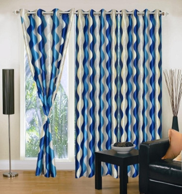 

Super India 215 cm (7 ft) Polyester Door Curtain (Pack Of 3)(Plain, Blue)