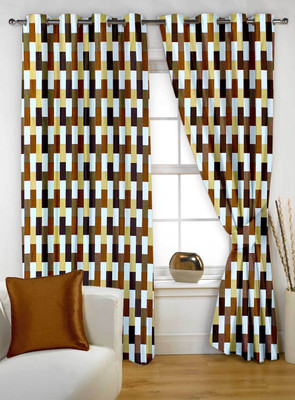 28% OFF on Story@Home Polyester Window Curtain 152 cm (4 ft) Pack of 2(Geometric Brown)