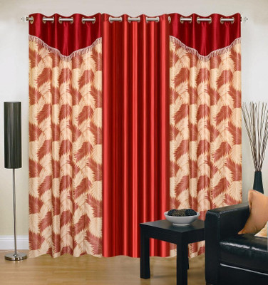 

Stella Creations 214 cm (7 ft) Polyester Door Curtain (Pack Of 3)(Printed, Maroon)