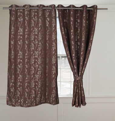 

Threadmix 152 cm (5 ft) Polycotton Window Curtain (Pack Of 2)(Geometric, Brown)