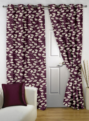 52% OFF on Story@Home Polyester Door Curtain 215 cm (6.9ft) Pack of 2(Printed Purple)