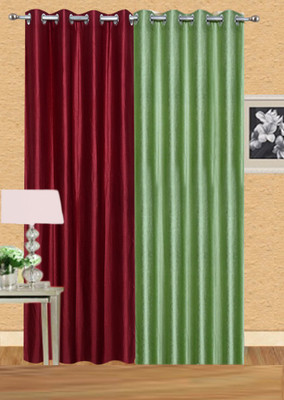 

Ville Style 275 cm (9 ft) Polyester Long Door Curtain (Pack Of 2)(Solid, Maroon, Green), Green;maroon