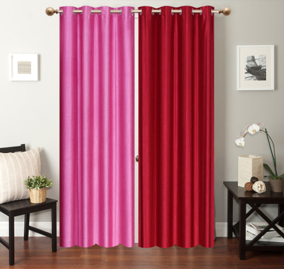 

Furnishing Zone 152 cm (5 ft) Polyester Window Curtain (Pack Of 2)(Plain, Pink, Maroon), Maroon;pink
