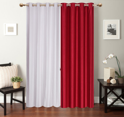 

Furnishing Zone 152 cm (5 ft) Polyester Window Curtain (Pack Of 2)(Plain, White, Maroon), Maroon;white